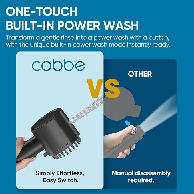 Cobbe Ion Drops Filtered Shower Head with Handheld, 4+1 Spray Mode Showerhead with Filters, Built-in Power Wash for Hard Water - Remove Chlorine - Reduces Dry Itchy Skin, Black