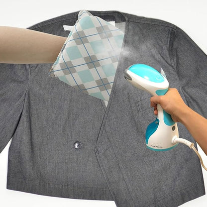 Garment Steamer Ironing Glove with Finger Loop, Heat Resistant Waterproof Ironing Mitt for Heat Resistan Handheld Steamer, Garment Steamer Accessories for Clothes (Blue white)