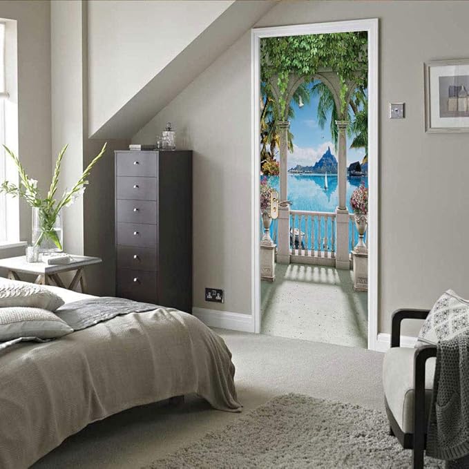 3D Door Stickers Murals Peel and Stick - Landscape - Wallpaper Self-Adhesive Decals Removable PVC Waterproof Poster for Bedroom Living Room Decoration 30.3" x 78.7"