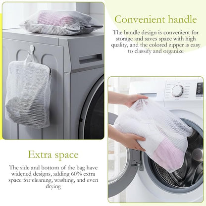 2Pcs Mesh Hanging Laundry Bags, Wash Bag for Delicates Mesh Laundry Bags for Dormitory, Travelling, College,Apartment, Camping, RV, Machine 15 X 12 Inch