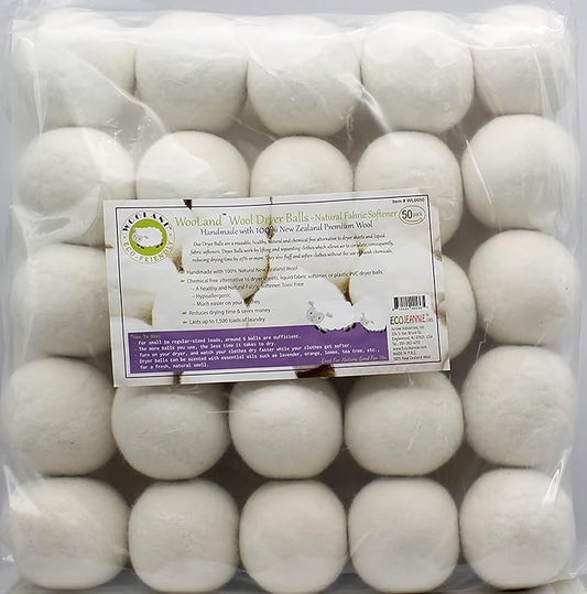 Wooland Wholesale Bulk Laundry XL Premium Wool Dryer Balls - 100% New Zealand Organic Wool Natural Fabric Softener for Sensitive Skin, Babies (75 Count)