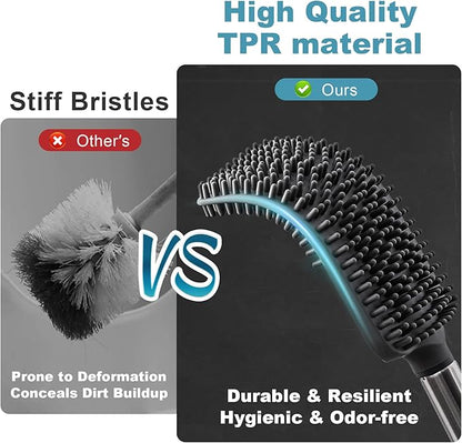 TrashAid Toilet Brush - 2 Pack Toilet Bowl Brush and Holder, Silicone Toilet Brush and Holder Set, Toilet Cleaner Brush with Silicone Bristles, Bathroom Accessories, rv, Wall Mounted, Cream White