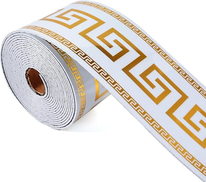 Peel and Stick Wallpaper Borders, Self-Adhesive Waterproof PVC Foam Wall Base for Kitchens, Living Rooms, Bedrooms and Bathrooms, 3.93" x 196.8" 1 Roll (Golden)