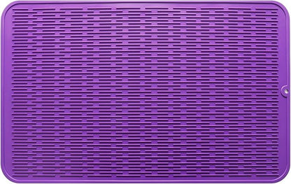 MicoYang Silicone Dish Drying Mat for Multiple Usage,Easy clean,Eco-friendly,Heat-resistant Silicone Mat for Kitchen Counter or Sink,Refrigerator or Drawer Liner Purple 3XL 28 inches x 18 inches