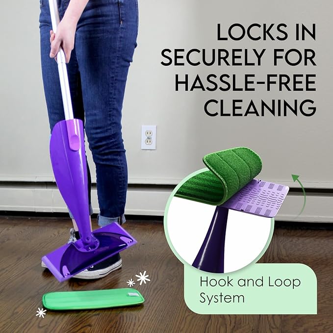 Turbo Mops Reusable Floor Mop Pads - Pack of 2, Machine Washable, 12-inch Microfiber Mop Refills - Compatible with Swiffer Wet Jet - Household Cleaning Tools