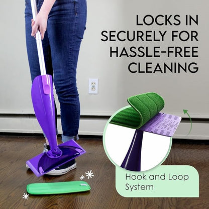 Turbo Mops Reusable Floor Mop Pads - Pack of 2, Machine Washable, 12-inch Microfiber Mop Refills - Compatible with Swiffer Wet Jet - Household Cleaning Tools