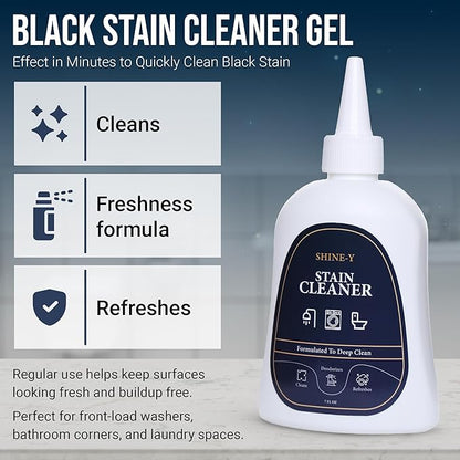 ShineY Black Stain Gel Cleaner Heavy Duty Stain Cleaner for Front Loader Washing Machine Seal, Bathroom Grout, Shower, Caulk - Front Load Washer Cleaning Solution - 7 Fl Oz
