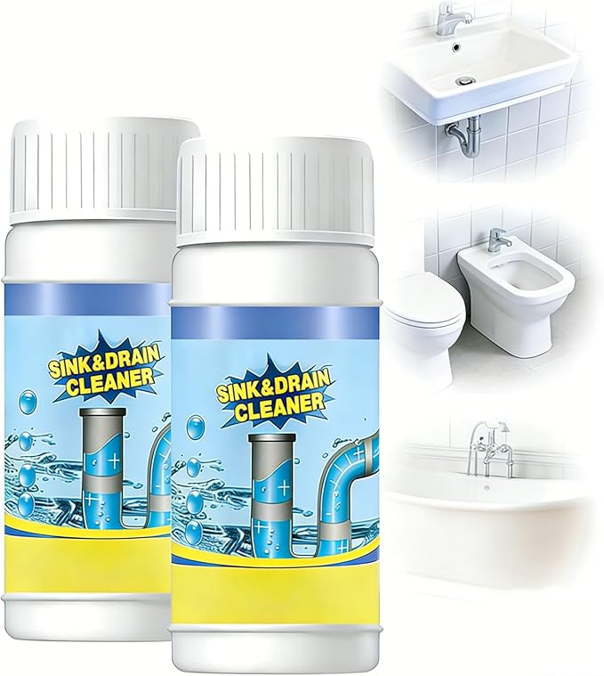 2026 Upgraded Wild Tornado Sink & Drain Cleaner Powder, Pipeline Dredging Agent, Sink and Drain Cleaner Powder, Multi-functional Fast-Acting Pipe Dredging Agent for Kitchen and Toilet Pipeline (2pcs)