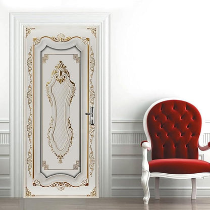 A.Monamour 3D Door Stickers for Interior Doors A White Door in Baroque Style Vinyl Waterproof Self Adhesive Door Mural Decals for Bedroom Office Bathroom 95x215cm