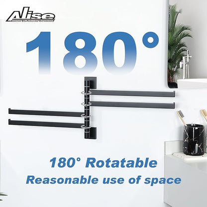 Alise Swivel Towel Rack, 4-Arm Towel Bar, Space Saving Towel Rack Wall Mount Drying Towel Holder, Swing Out Towel Holder for Bathroom Kitchen Toilet, Square SUS304 Stainless Steel, Matte Black