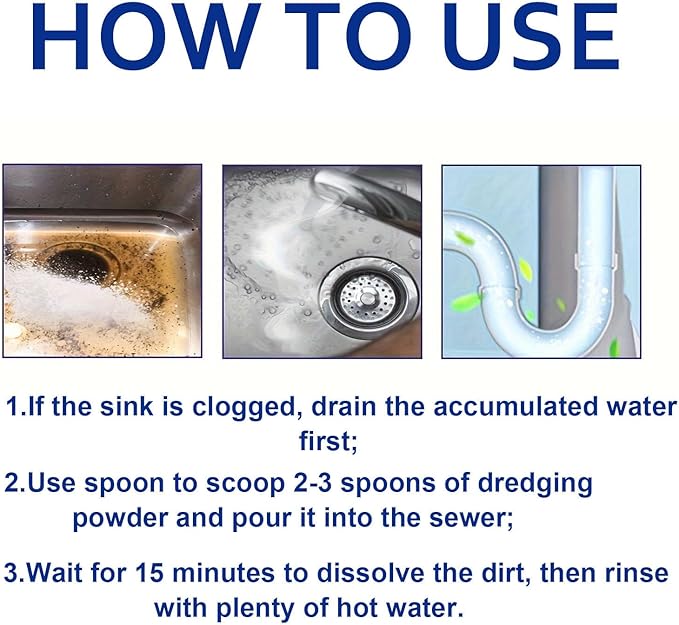 Liapu 3pcs Drain Clog Remover, Pipeline Dredging Agent, Powerful Quick Cleaning Drain Toilet Cleaner Tool, Unclog Toilet Clog And Kitchen Sink Pipe Unblocker Powder
