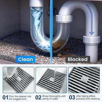 Sink & Drain Cleaner Powder, Quick Foaming Heavy Duty Clog Remover for Kitchen, Bathroom, Shower & Sewer Drains, 2026 New Multi-functional Pipeline Dredging Agent (2Pcs)