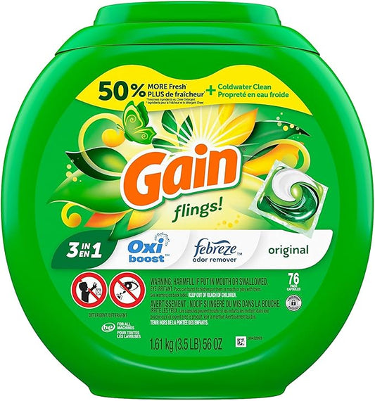 Gain Flings Laundry Detergent Pacs, Original Scent, 81 count