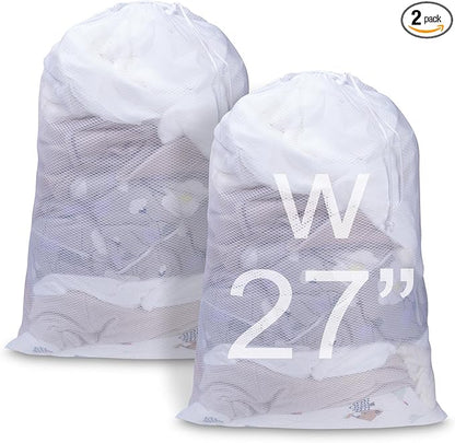Meowoo Large Mesh Laundry Bag, 27×36inch Heavy Duty Mesh Laundry Bags Drawstring Lockable, Laundry Hamper Liner, Machine Washable, for Travel,Storage, Sports Factories, Dorms, Black 1pcs