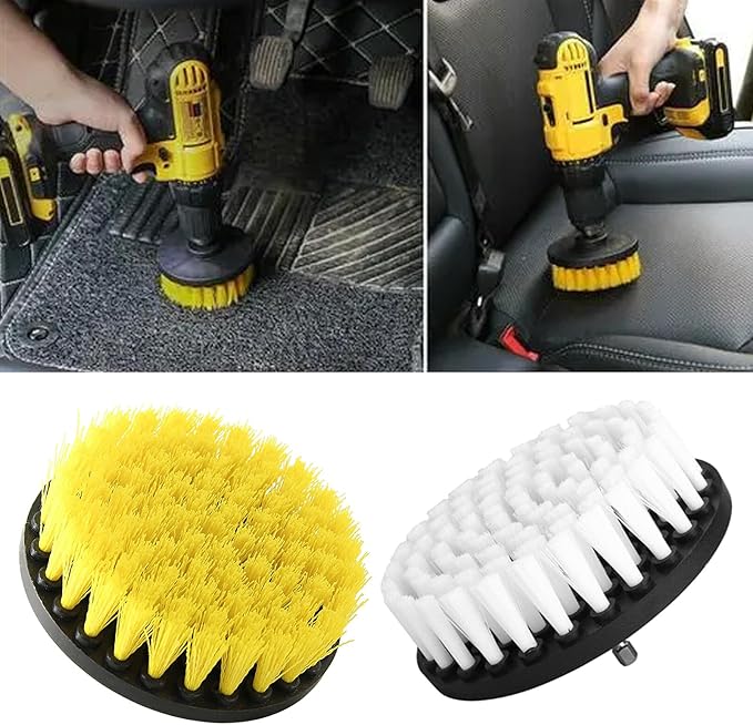 Thereisno Drill Cleaning Brushes Soft Drill Brush Attachment for Cleaning Carpet Leathers Upholstery Drill Soft Brush Replacement Drill Brush