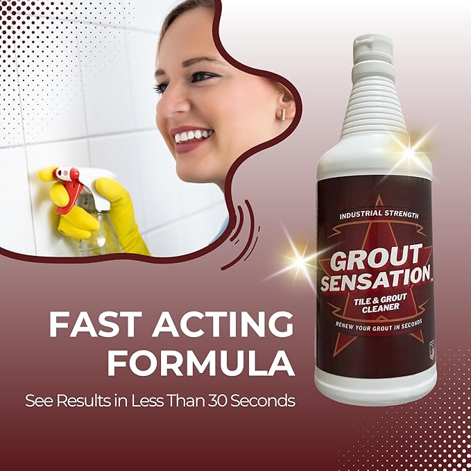 Heavy Duty Grout Cleaner - (Pack of 3) - For Tile Floors & Shower Tiles - Industrial Strength Grout Cleaning Solution Restores Original Color - No Residue, No Odor, USA Made - 32 oz