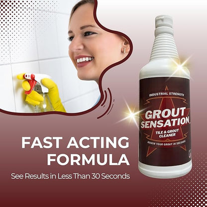 Heavy Duty Grout Cleaner - (Pack of 3) - For Tile Floors & Shower Tiles - Industrial Strength Grout Cleaning Solution Restores Original Color - No Residue, No Odor, USA Made - 32 oz