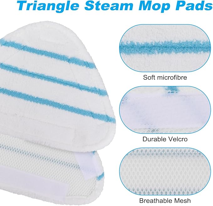 Steam Mop Pads Replacements for True & Tidy STM-500, STM-700, STM-700A Steam Mops, Microfiber Steam Mop Cover Cloth fit Other Triangular Steam Mop, Washable Cleaning Floor Triangular Pad (4 Pack)