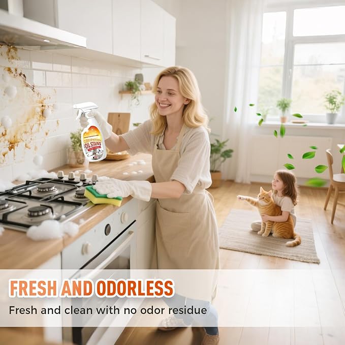 Heavy-Duty Kitchen Degreaser Foam Cleaner, Foam Cleaner Spray Cuts Through Baked-On Grease on Ovens Stove Tops Grills, Multi Functiona Foam Cleaning Spray, Clean Up Kitchens Oil Stains (3, L)