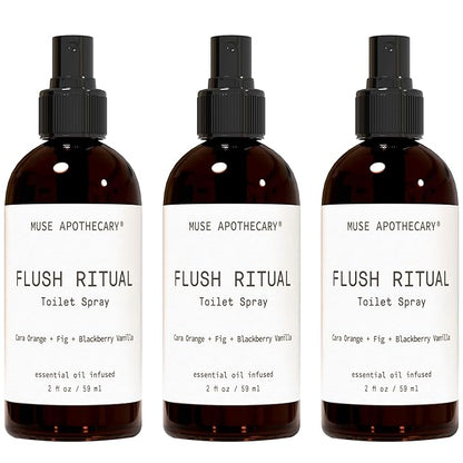 Muse Apothecary Flush Ritual - Aromatic & Refreshing Toilet Spray, Use Before You Go, 2 oz, Infused with Natural Essential Oils - Cara Orange + Fig + Blackberry Vanilla, 3 Pack