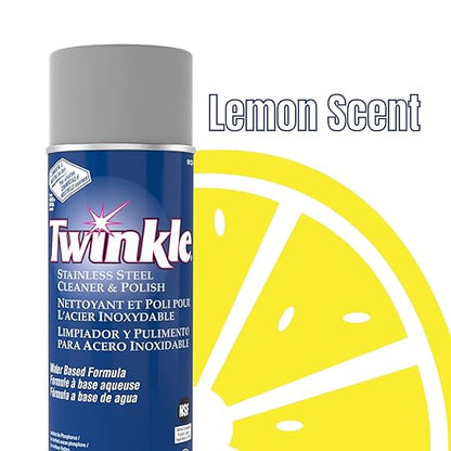 Diversey 991224 Twinkle Stainless Steel Cleaner & Polish, Removes Tarnish from Brass, Aluminum & Chrome, Lemon Scent, Aerosol Spray, 17-Ounce (Pack of 12)