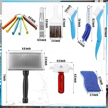8 Pcs Air Conditioning Fin Cleaner Set HVAC Coil Cleaning Brush Condenser Fin Straightener Evaporator Coil Cleaner AC Comb Condenser Split Cleaning Kit Fridge Radiator Tool (Black,Large)