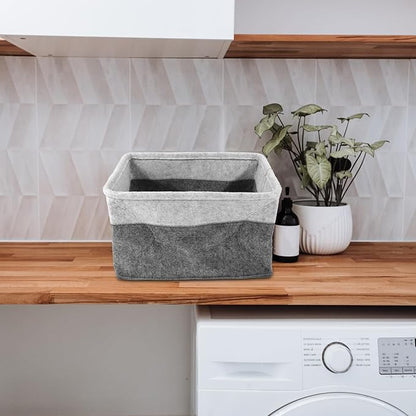Happyyami Foldable Felt Laundry Basket Multi-Functional Storage Hamper for Dirty Clothes Portable Organizer for Bathroom Dorm and Bedroom Space-Saving Design Handles