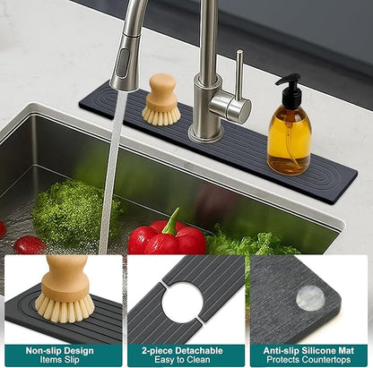 Stone Faucet Mat for Kitchen Sink Trays Diatomite Quick Dry Around Faucet Mats Water Absorbent Stone Drying Mat for Kitchen Counter Tray for Bathroom Sink Protector Splash Guard