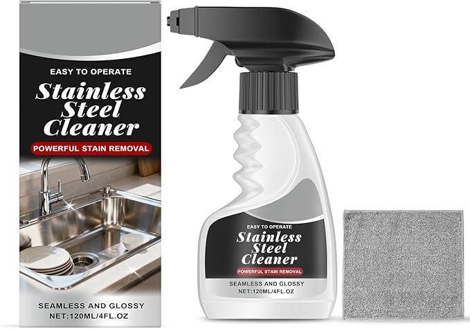 2026New Stainless Steel Cleaner and Polish, Heavy-Duty Metal Rust Remover, Highly Concentrated Rust Remover, 3-in-1 Stainless Steel Cleaning Spray for Appliances, Cuts Grease & Grime