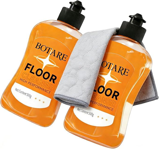 Floor Cleaner Liquid for Mopping, Household Deep Cleaning Solution for Wood,Hardwood,Tile,Laminate,Marble & Porcelain & Bathroom,Orange Scent,17.6 Fl Oz Each(2 Bottles+1 Cleaning Cloth)