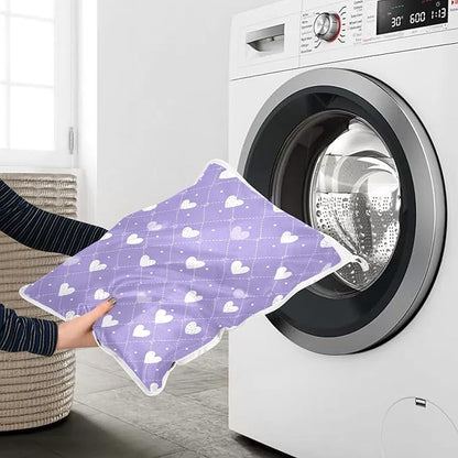 Mesh Laundry Bags Lingerie Bags for Washing Delicates 2 PCS Durable Wash Bag with Zipper Small and Medium Washable Diamond Grid Purple Hearts