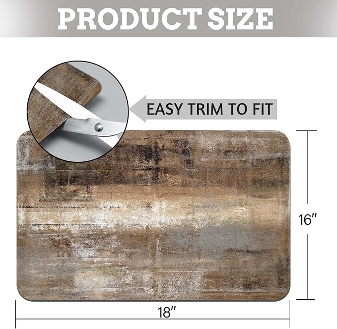 MCALK Dark Brown Dish Drying Mat for Kitchen Counter, Brown Dish Drying Pad with Anti-Slip Rubber Base, Absorbent Kitchen Sink Mat with Abstract Art Decor (1 pc 18" x 16")