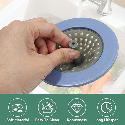 4-Pack Kitchen Sink Strainer,4.25''Diameter Soft Silicone Drain Filter for Sink, Bathroom,Tub - Anti-Clog,Dishwasher Safe,Easy to Clean Hair Catche