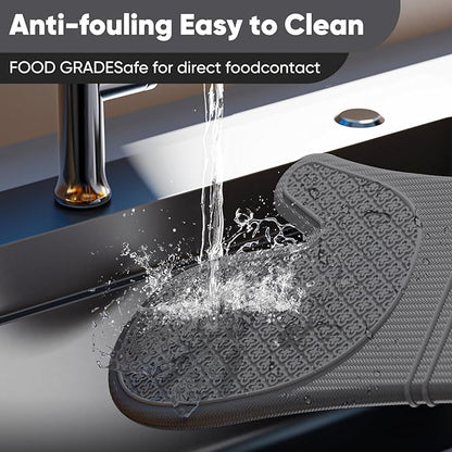 Silicone Oven Mitts, Heat Resistant Oven Gloves with Quilted Liner, Waterproof & Non-Slip Kitchen Mittens for Baking Cooking BBQ, 500°F, 12.5"-Deep Gary