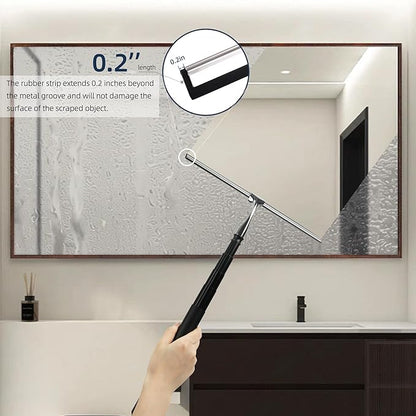 12-51’’ Telescopic Window Squeegee for High Windows, 2-in-1 Window Cleaning Kit with Extra Silicone Blade & Hook, Professional Squeegee for Shower Glass Doors (Window Squeegee Set)
