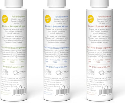 Grow Fragrance Spring 3-Pack – Non-Toxic Air Freshener Spray – Green Tea Matcha, Hibiscus Tea & Wildflower Rain – 100% Plant-Based Essential Oils – Safe for Home, Car & Linens – 5 oz Each