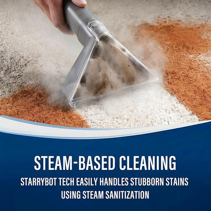 Starrybot Portable Carpet Cleaner Machine with Steam and Heating Techology,18Kpa Powerful Suction with Versatile Tools for Pets, Couch,Spot Cleaner for Stairs/Furniture/Rug(Gray)(AC0201)