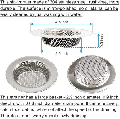 Seatery 4PCS Kitchen Sink Stopper Strainer, 6 Inch Round Large Silicone Sink Drain Cover Plug, Water Stopper, 4.5 Inch Stainless Steel Sink Strainer, Food Scraps Catcher for Kitchen