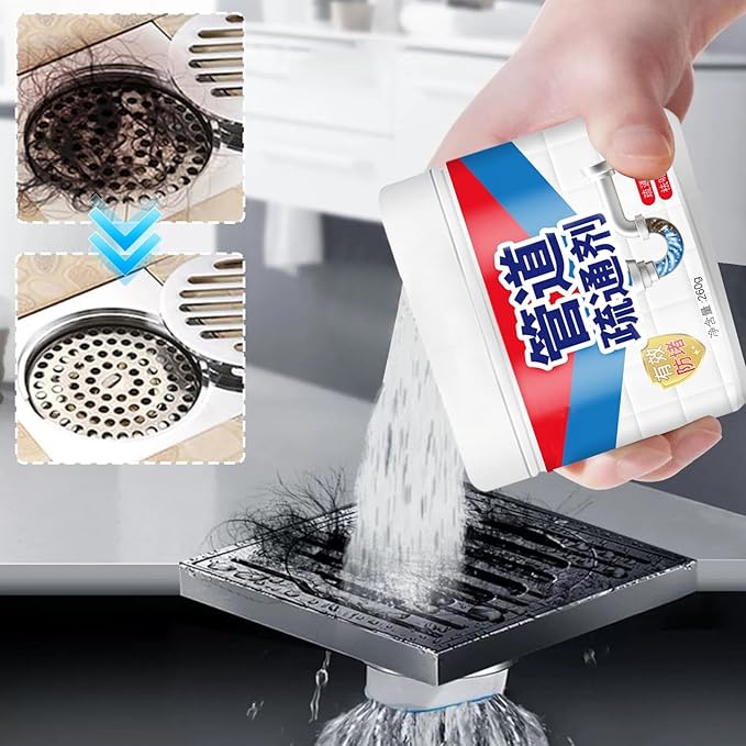 Drain Clog Remover- Sink Drain Clog Powder 260g Hair Cleaner Powder For Home Cleaning Grease And Leftovers Pipe Safe Solution Heavy Duty For Balcony, Kitchen