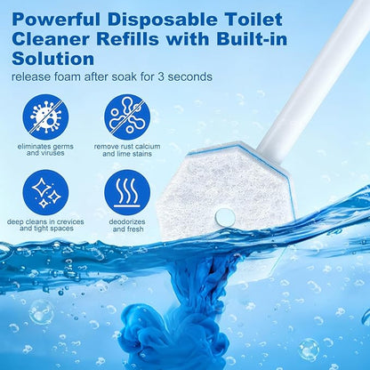 64Pcs Disposable Toilet Wand Refills for Clorox, Toilet Bowl Cleaners Scrubber, 5X Cleaning Exclusive Upgrade Formula Disposable Toilet Bowl Wand Refills Replacement Cleaner Brush Heads