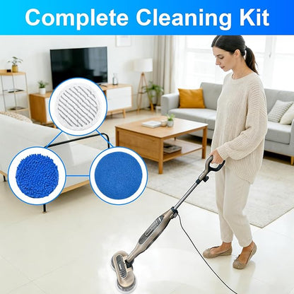 6-Pack Washable Steam Mop Pad Replacement Set Compatible with Shark Steam Mop Models S8001, S8201, S8002BRN, S7201, S7000 | Combines Steam Cleaning and Scrubbing with Anti-Slip Grip Pads