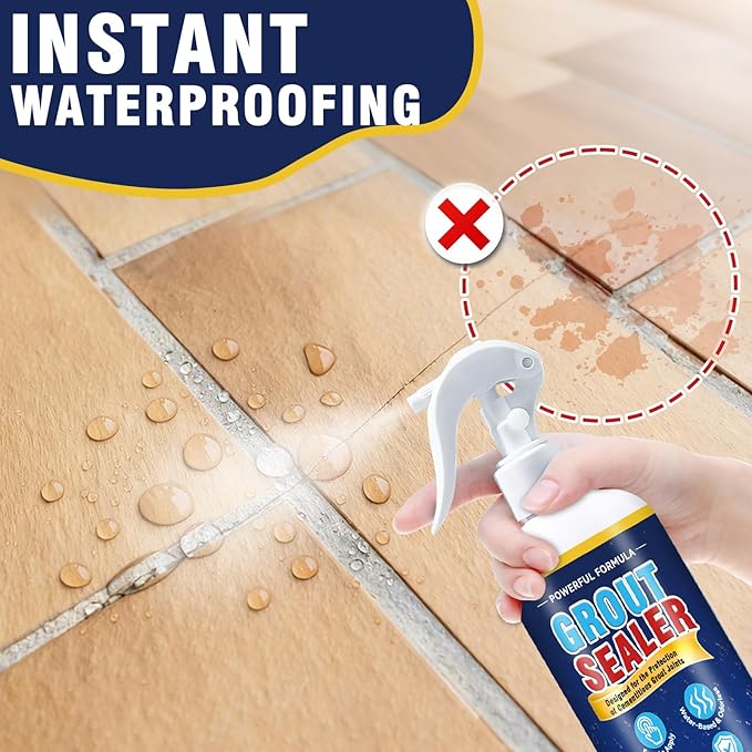 Grout Sealer, Waterproof Grout Sealer for Shower Floor Tile, Long Lasting Clear Grout Sealant, Tile Sealer Spray Works on Countertops, Bathroom, Marble, Ceramic, Stone, Granite Surface Grout Cleaner