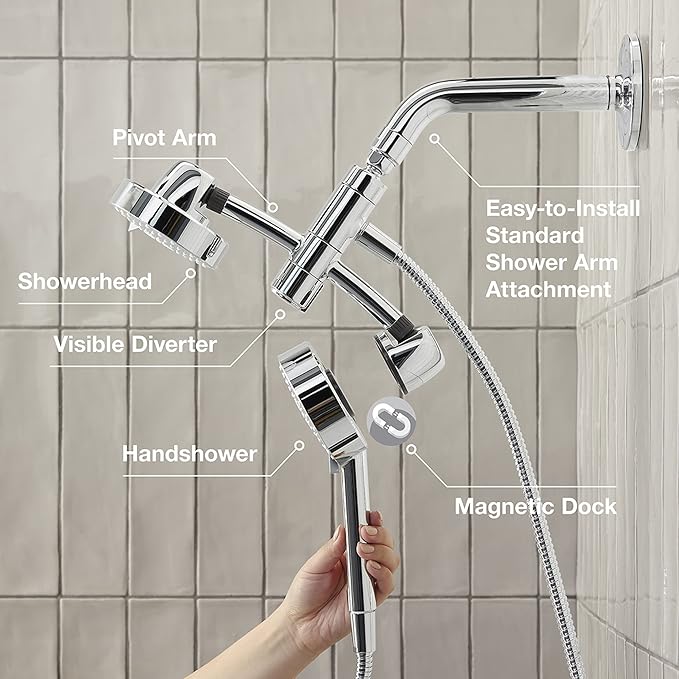 KOHLER 23218-BL Awaken 2-in-1 Multifunction Shower Combo Kit, Rotating Showerhead and Handshower Set, 2.5 GPM, Matte Black