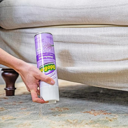 OdoBan Ready-to-Use 360-Degree Continuous Spray Disinfectant and Harsh Aroma Eliminator, Fabric and Air Freshener, 2 Pack, 14.6 Ounces Each, Lavender Scent