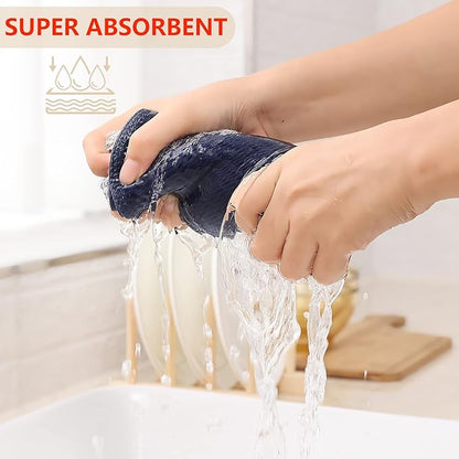 Kitinjoy 100% Cotton Waffle Weave Kitchen Hand Towels (13 X 28 Inches, Navy Blue), 6-Pack Super Soft and Absorbent Dish Towel for Drying Dishes