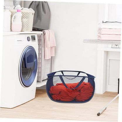 PRETYZOOM Foldable Mesh Laundry Basket with Handles Large Clothes Hamper for Bedroom Bathroom Nursery and Living Storage Convenient Portable Laundry Organizer