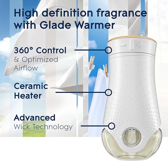 Glade PlugIns Refills Air Freshener, Scented and Essential Oils for Home and Bathroom, Clean Linen, 1.34 Fl Oz, 2 Count