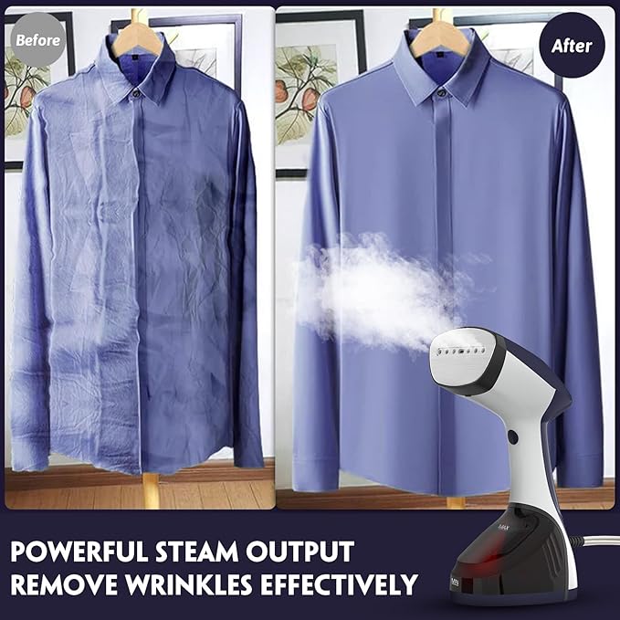URPOWER 300ml Portable Clothes Steamer 15-Second Heat-Up Handheld Steamer for Clothes 1500W Detachable Tank, Stainless Steel Soleplate, Travel Garment & Fabric Steamers for Home/Office, 120V