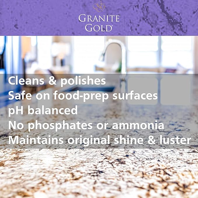 Granite Gold Clean and Shine Spray for Granite, Marble & Other Natural Stone & Quartz Surfaces, 1 x 64 Fl. Oz. & 2 x 24 Fl. Oz., 3-Pack