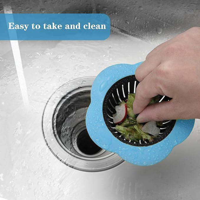 2 Pcs Kitchen Sink Strainer, Upgraded Silicone Sink Drain Strainer for Most Kitchen Sink Drain Basket 4.5" Diameter